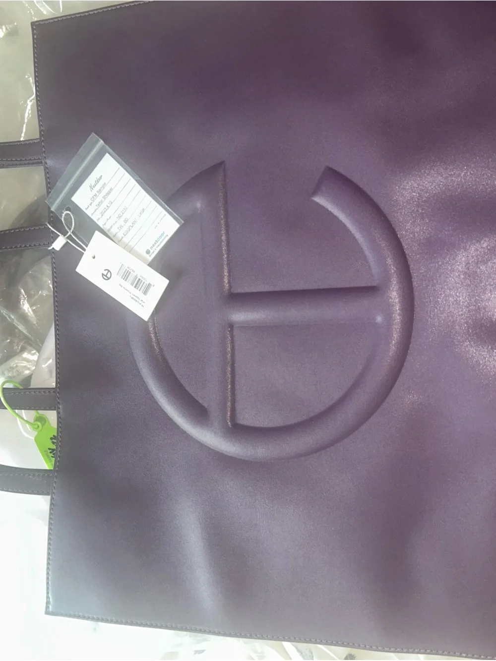 Telfar Purple Leather Logo Tote